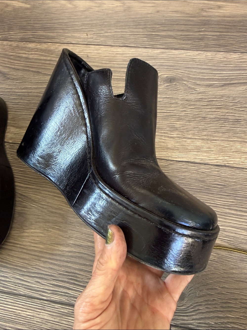 Miista Black Leather Sculptural Platform Wedge Booties Shoes EU 37 or US 7 - Picture 9 of 16